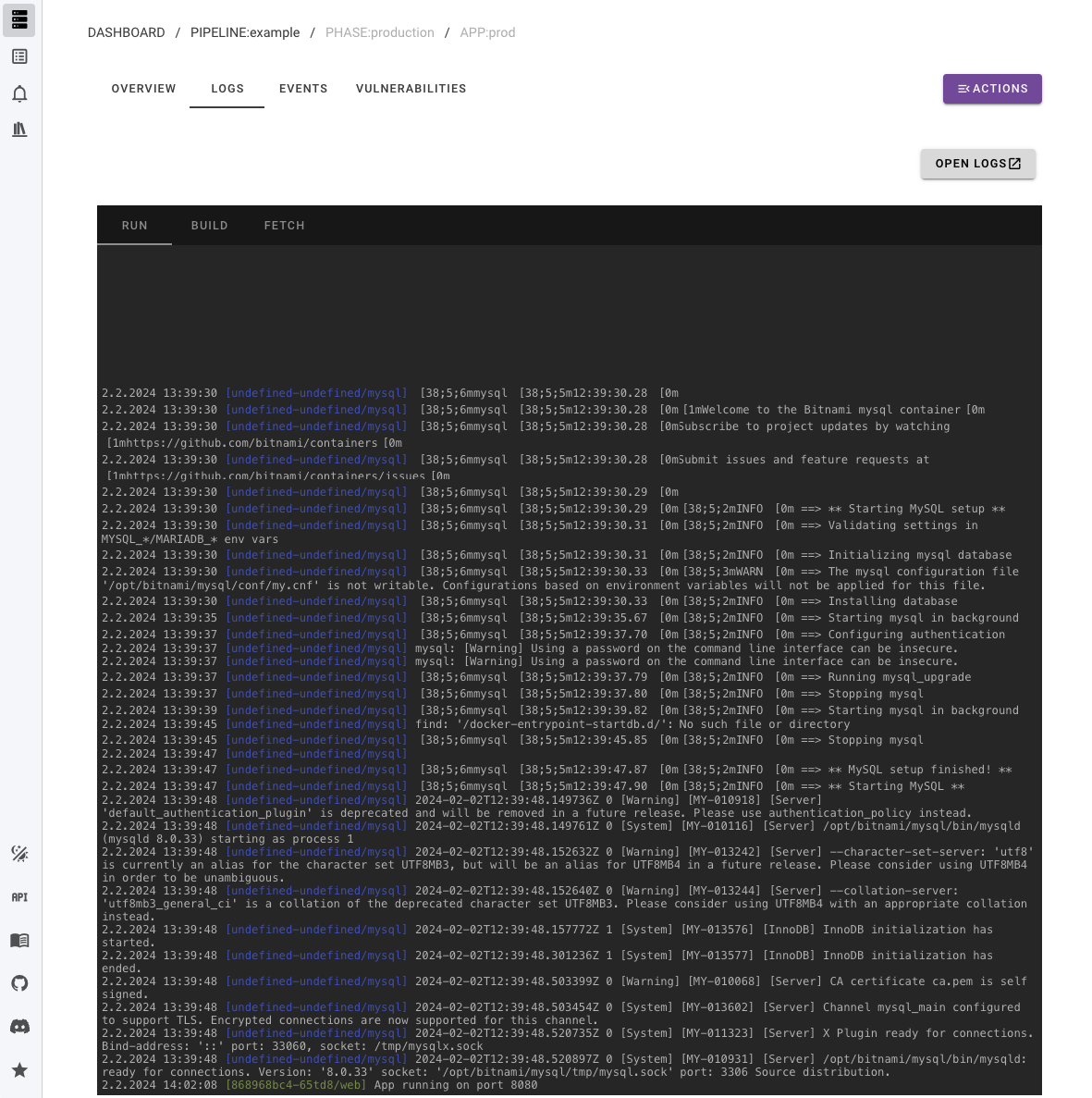 application logs